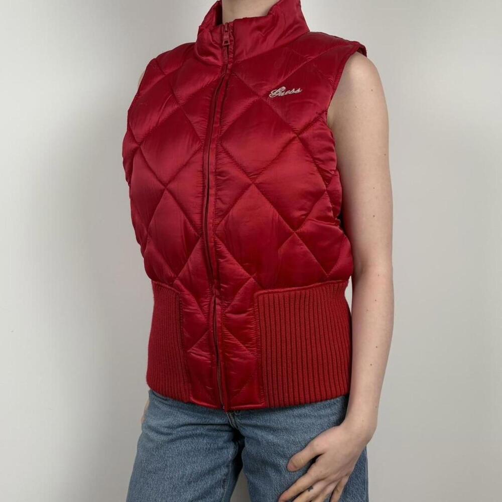 Guess Women's Red Puffer Vest - Picture 2 of 7
